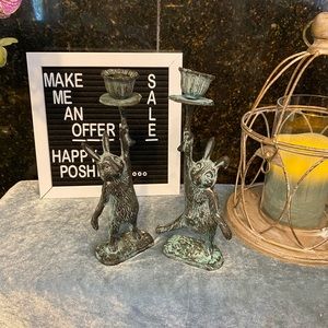 Andrea by Sadek Vintage Bunny Rabbit Candle Holders. Made in Korea.